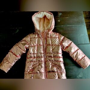Wonder Nation Shiny Pink Jacket with fur lining